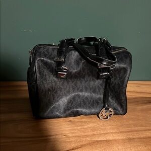 Michael Kors Black Duffel Bag with Signature Monogram